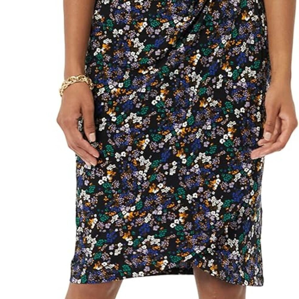 Women's Faux Wrap Dress Sleeveless Crossover Twist Neck Medium